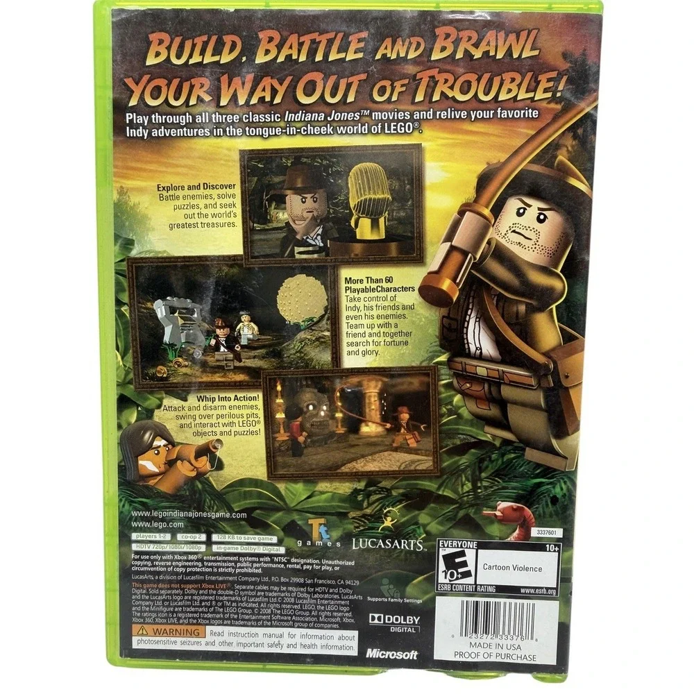 LEGO Indiana Jones The Original Adventures Xbox 360 Complete CIB Tested Damaged